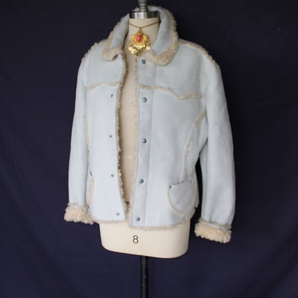 DIESEL Leather shearling lamb fur moto Marlboro Penny Lane Hippie ranch jacket - Picture 2 of 9